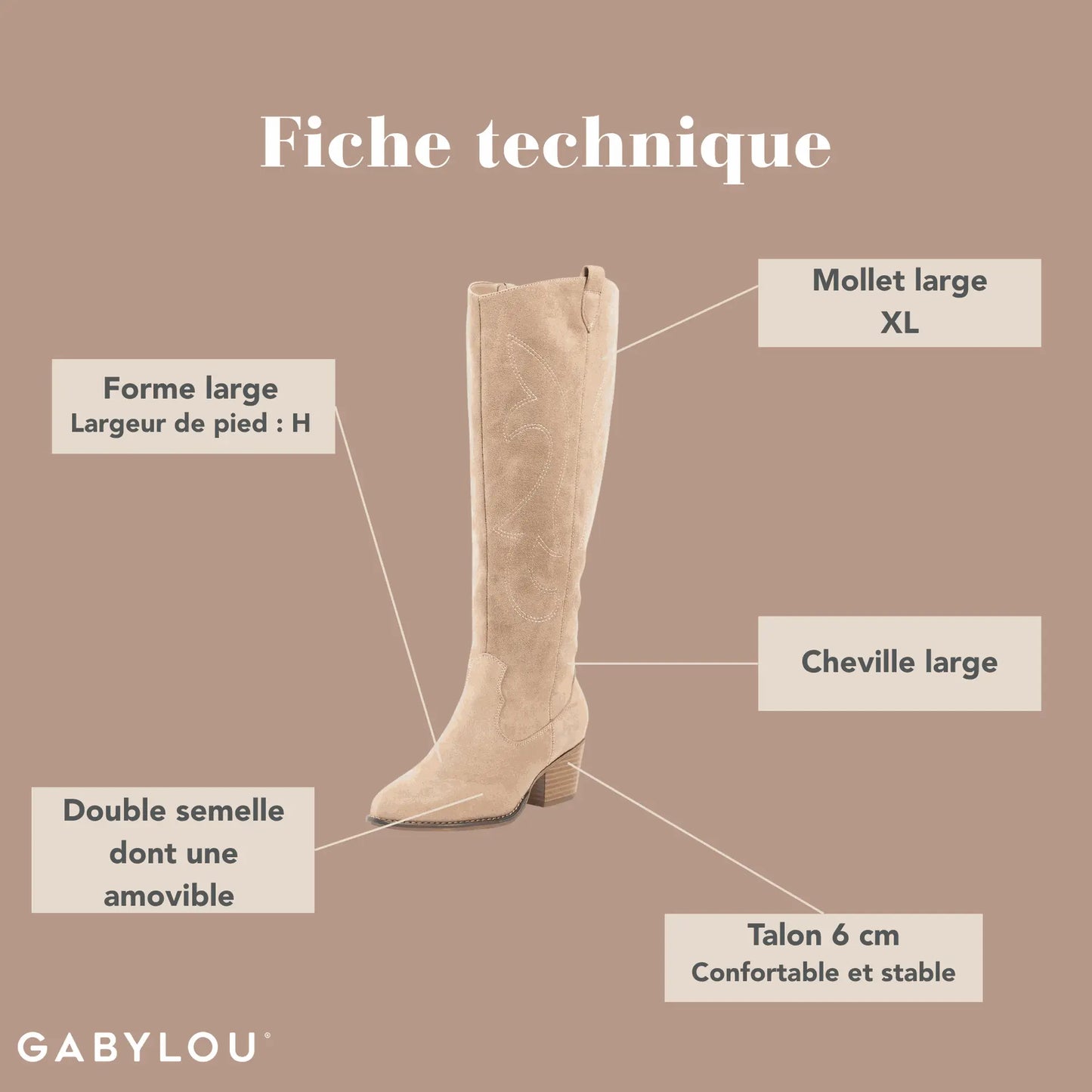 Bottes XL pour mollets larges - Modele Vanessa