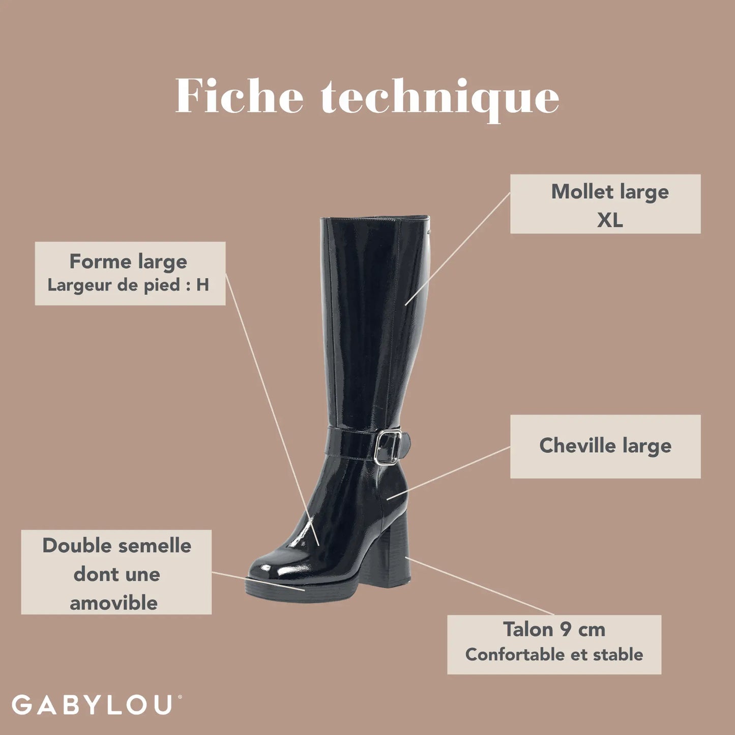 Bottes XL pour mollets larges - Modele Nina