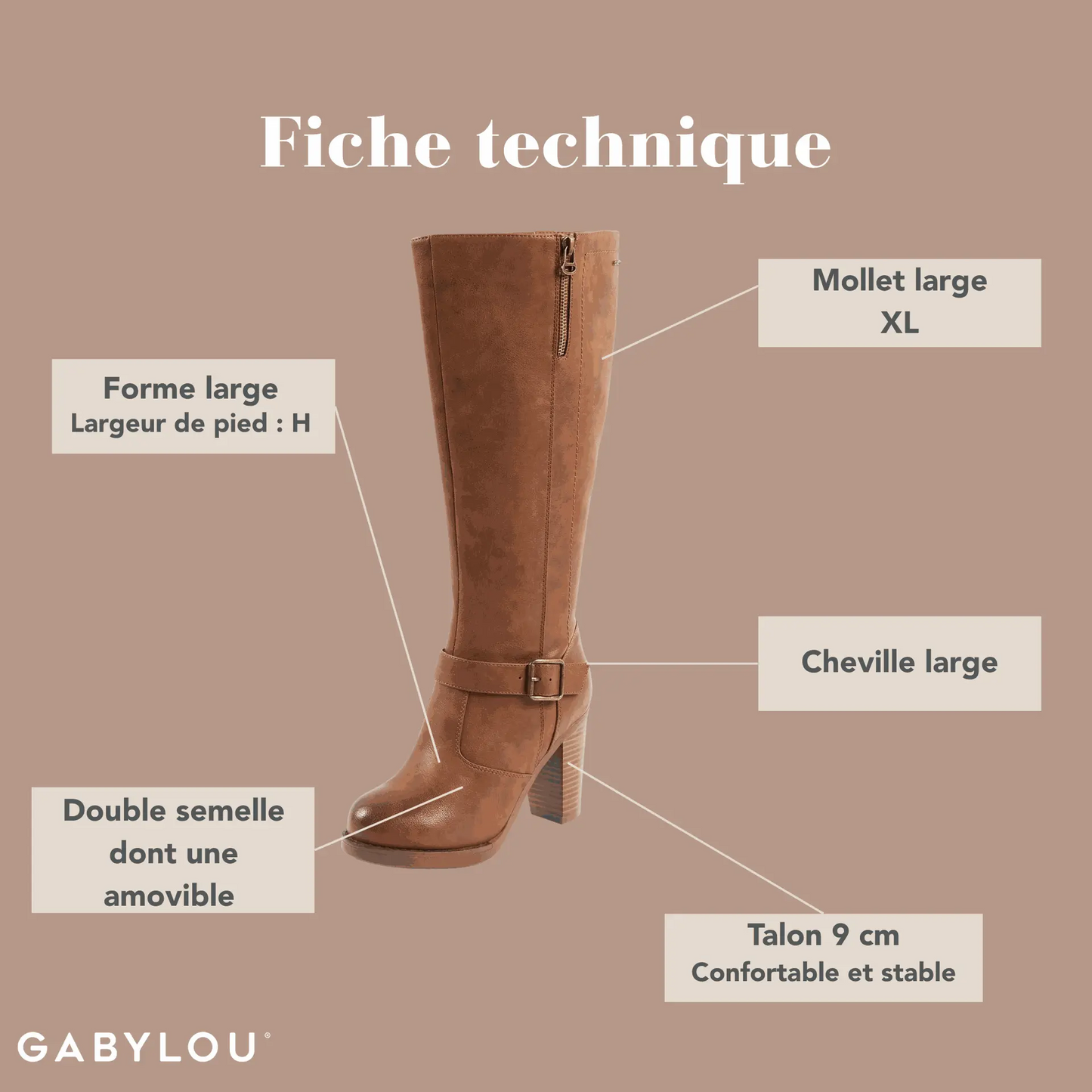 Bottes XL pour mollets larges - Modele Kamilla