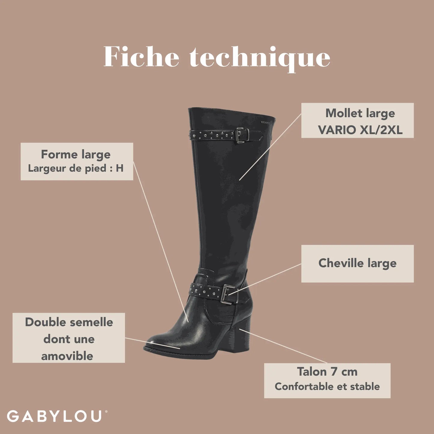 Bottes XL pour mollets larges - Modele Chrystel