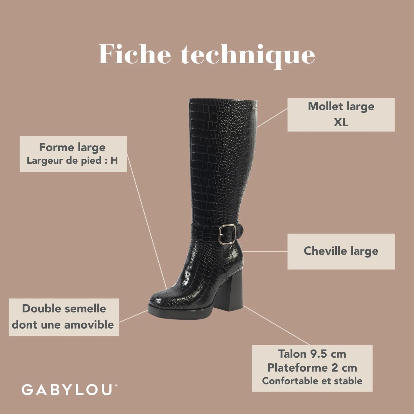 Bottes XL pour mollets larges - Modele Nina