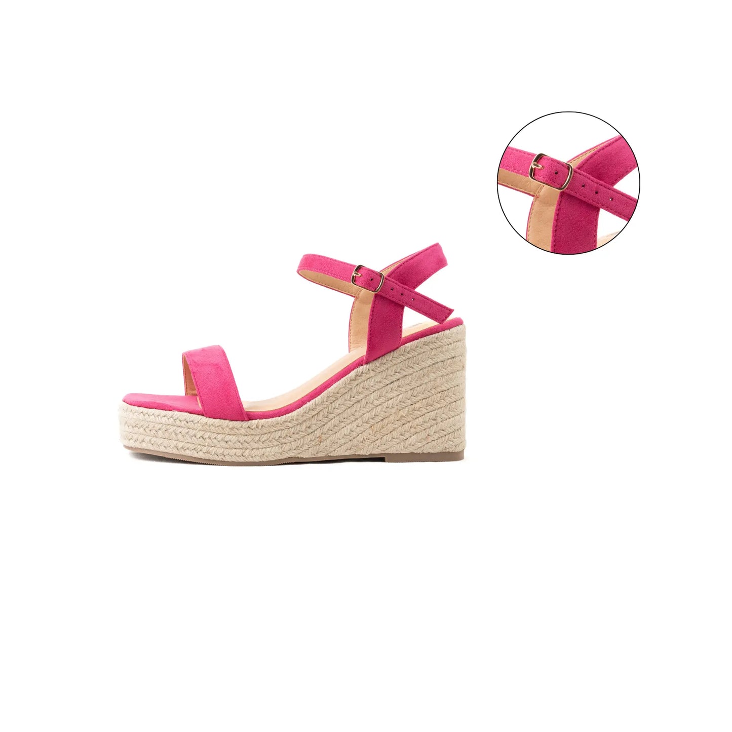 Sandales compensées à bout large ajustables, modèle H - Vic