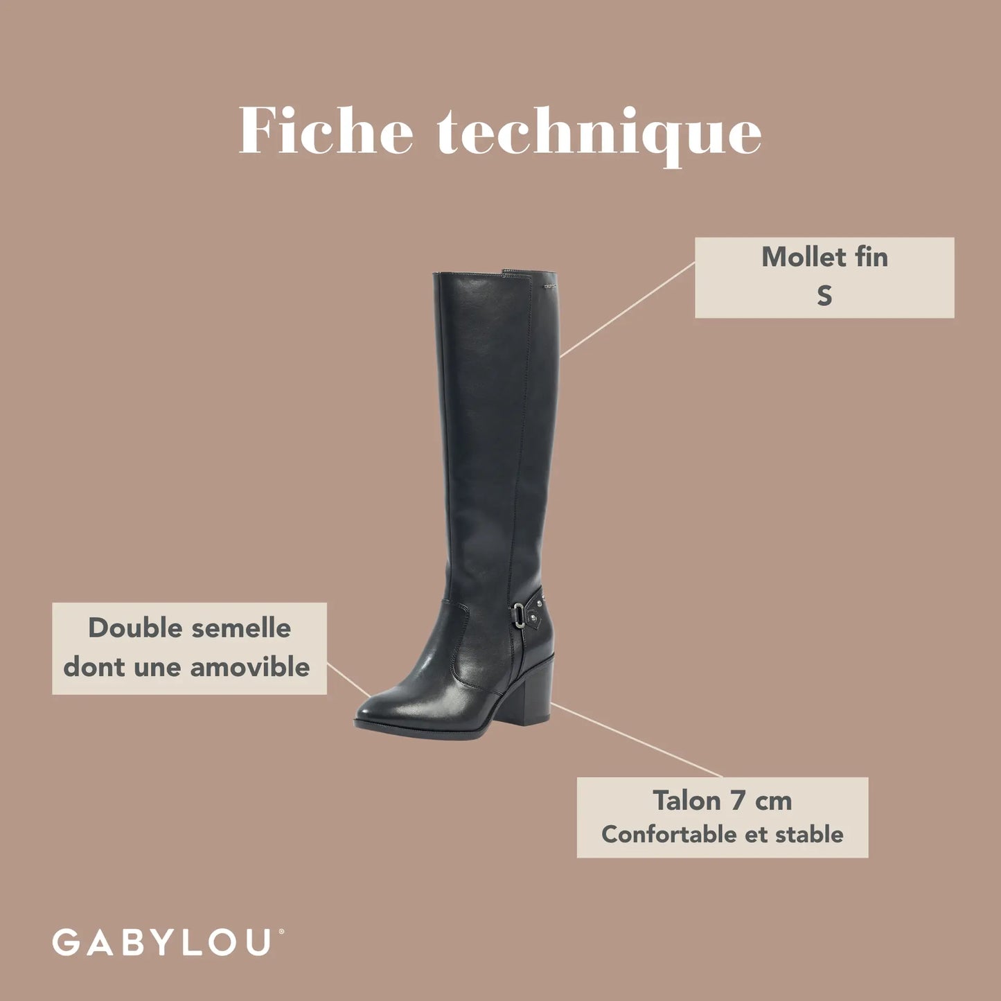 Bottes à mollet fin S - Modèle Elea