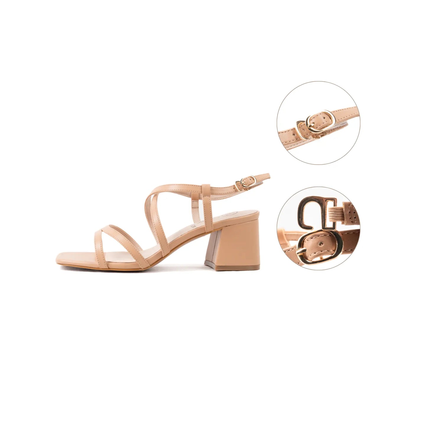 Sandales à talons réglables à bout large, modèle H - Zoe