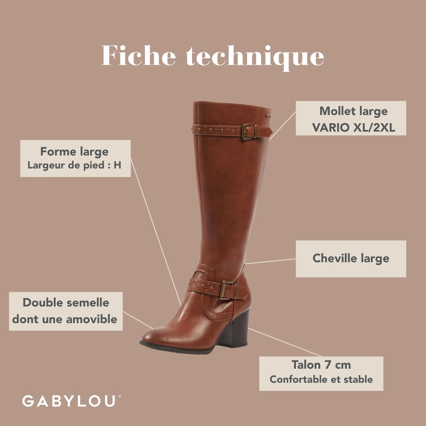 Bottes à mollet large XL - Modèle Chrystel