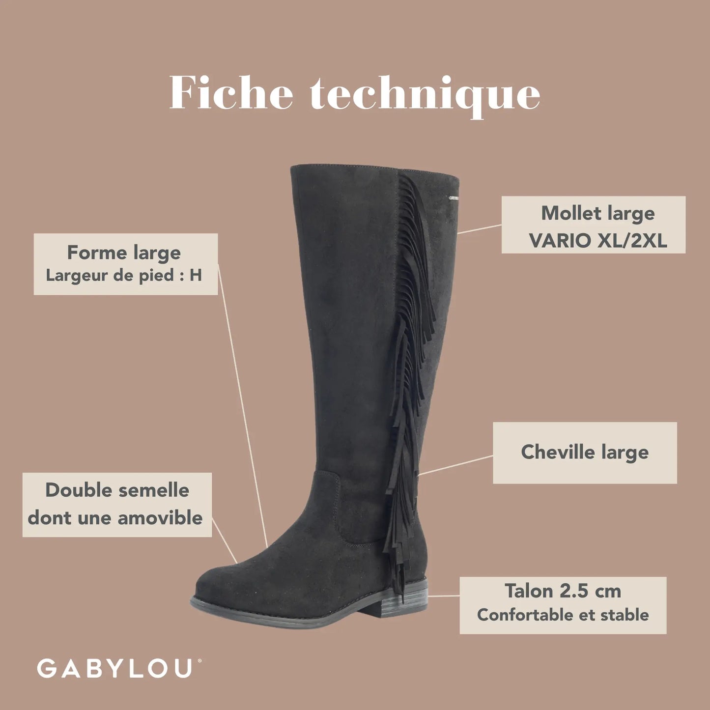 Bottes XL à mollet large - Modèle Aiyana