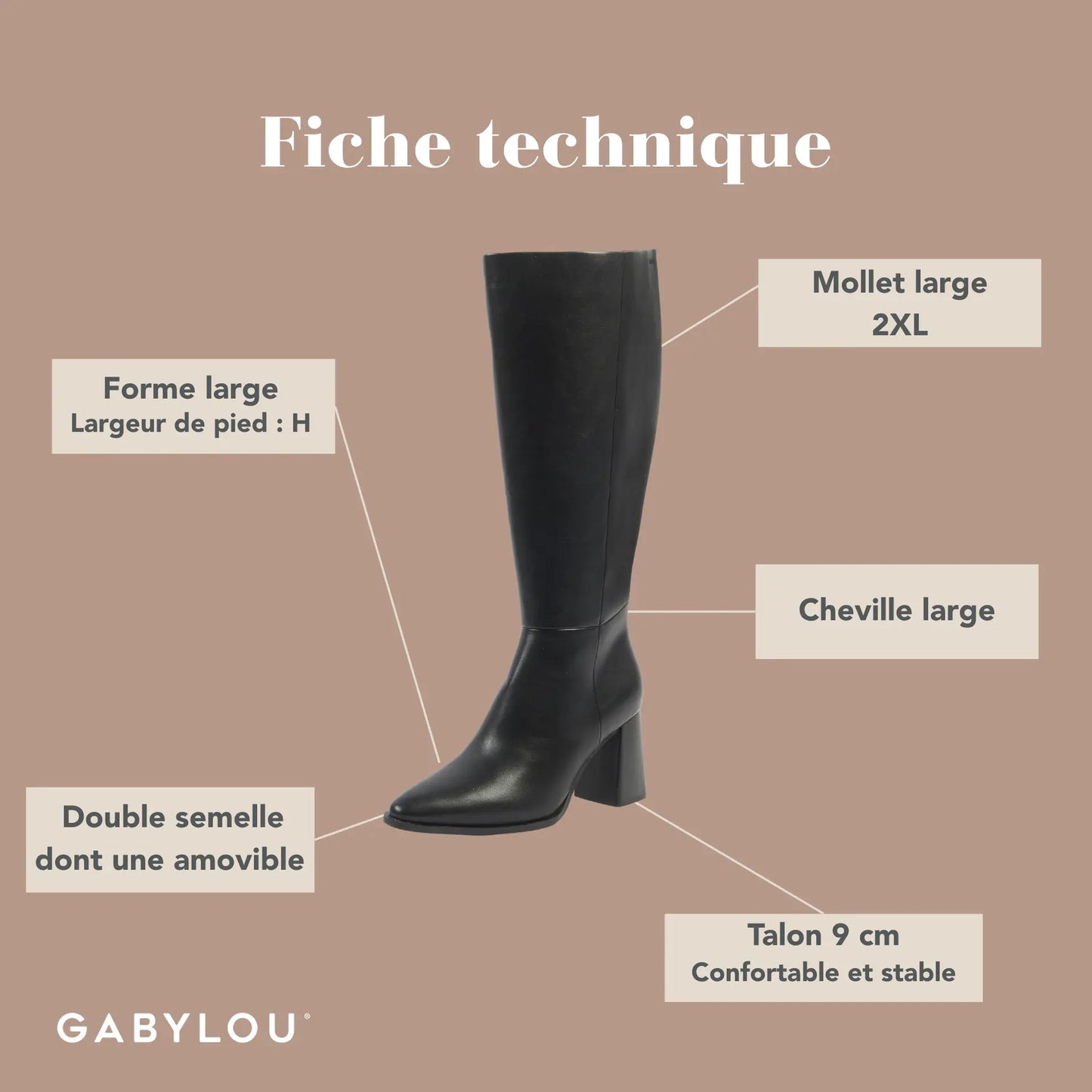 Bottes mollets larges 2XL - Sarah