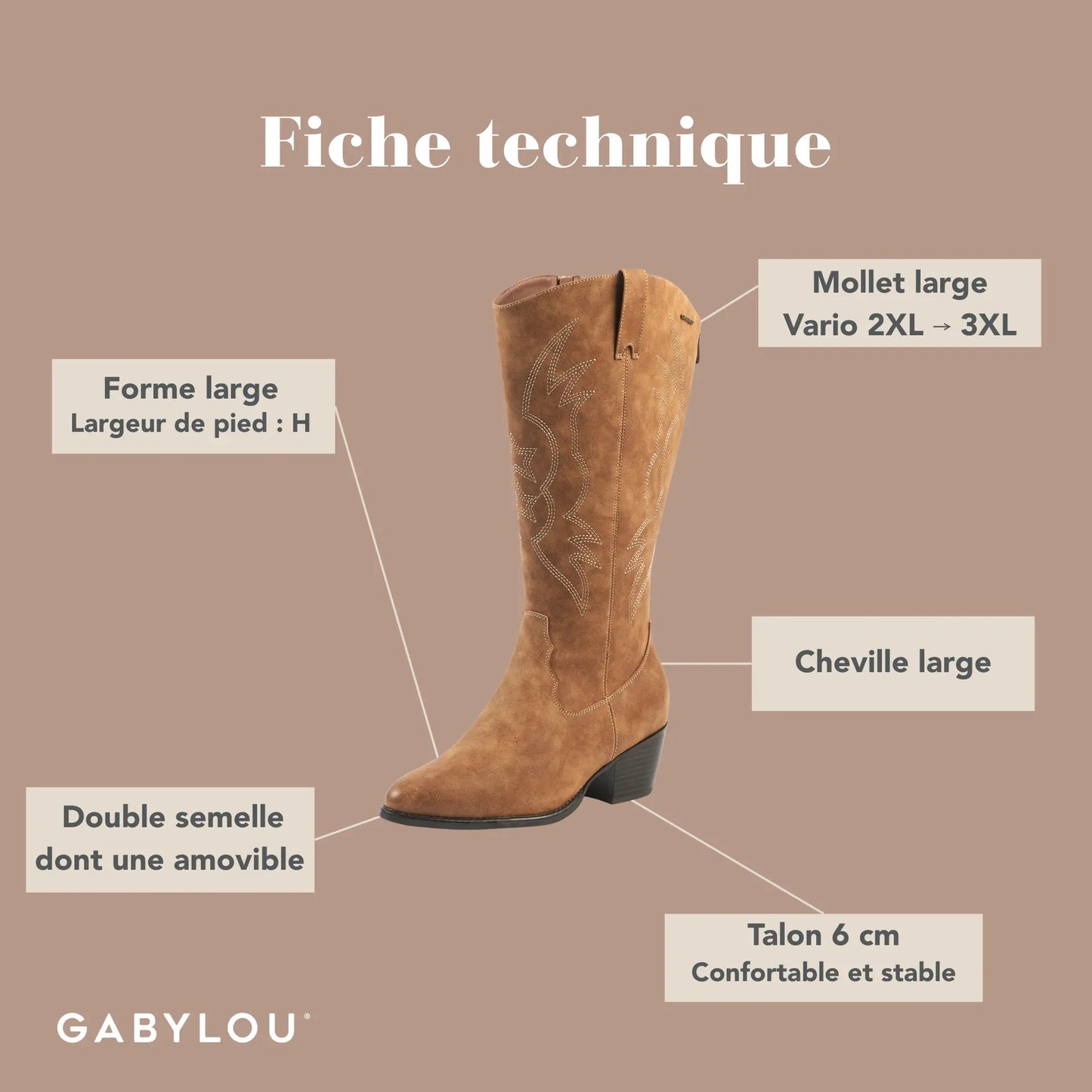 Bottes mollets larges 2XL - Modèle Irina