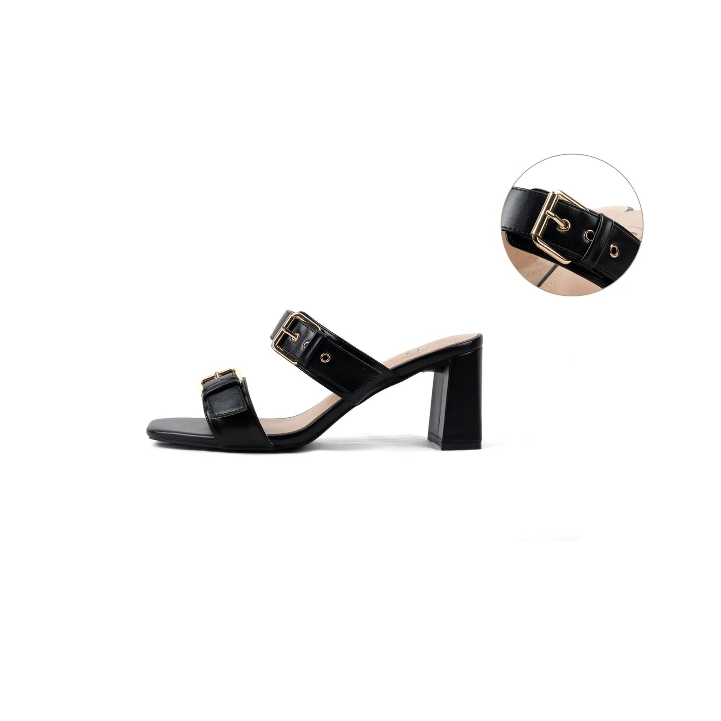 Mules à talon large ajustable H - Modèle Iza