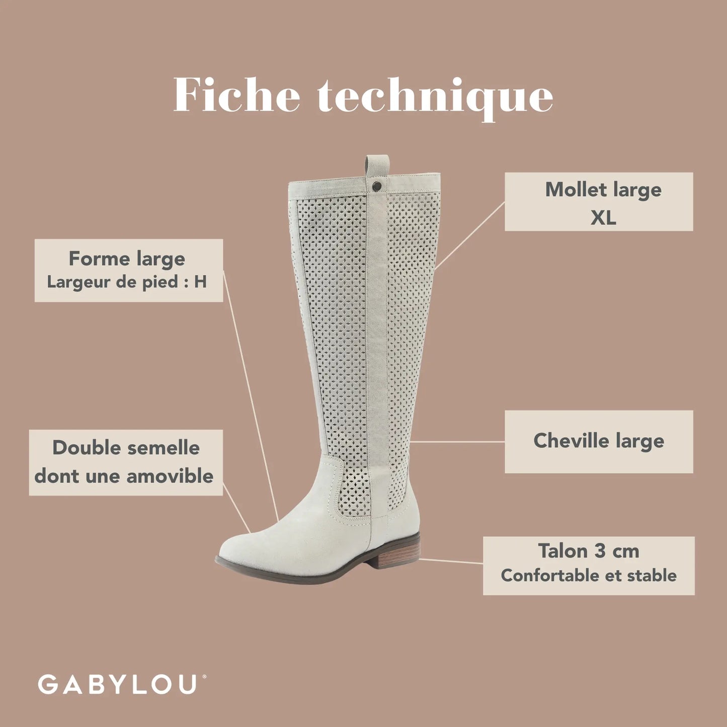 Bottes à mollet large XL - Modèle Colette