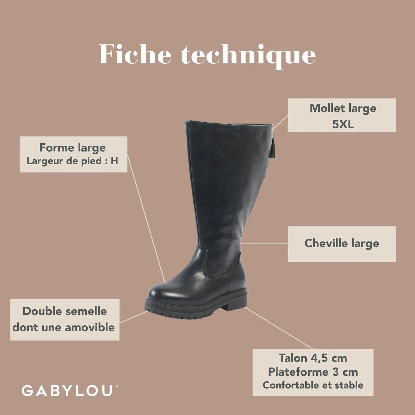 Bottes mollets larges 5XL - Julia
