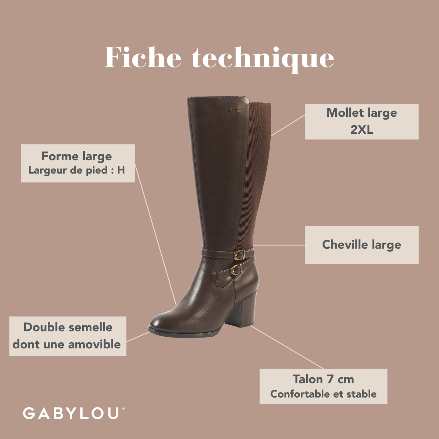 Bottes 2XL pour mollets larges - Modele Marta