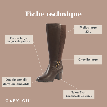 Bottes 2XL pour mollets larges - Modele Marta