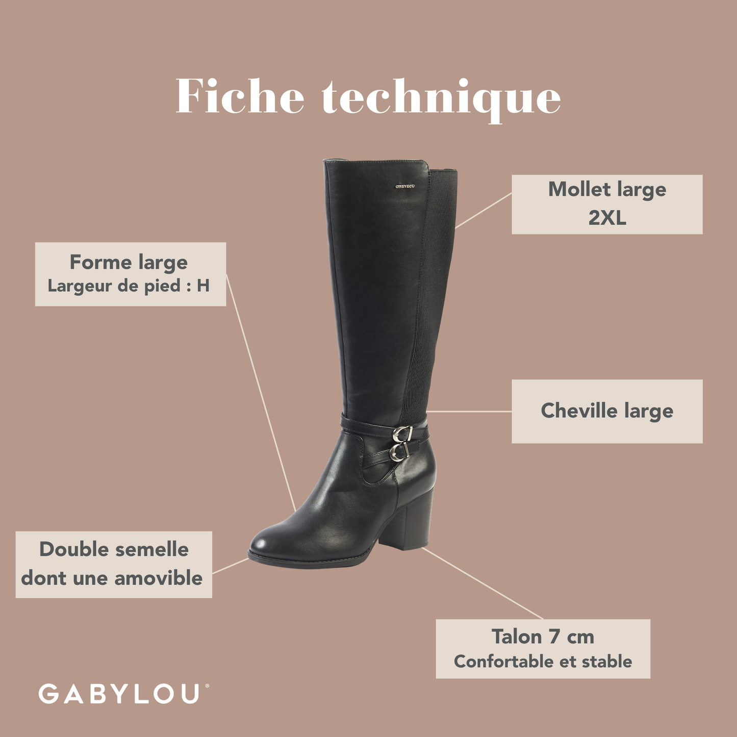 Bottes 2XL pour mollets larges - Modele Marta