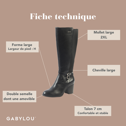 Bottes 2XL pour mollets larges - Modele Marta