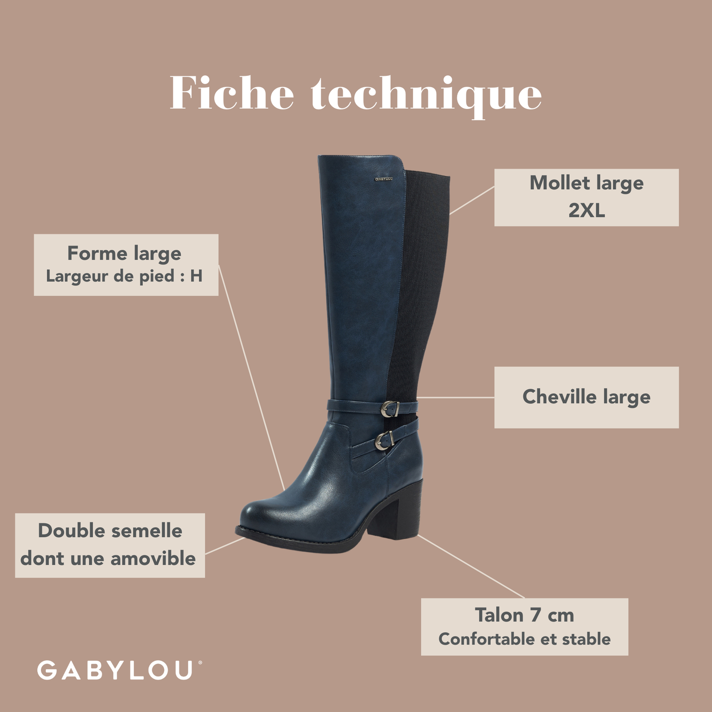 Bottes 2XL pour mollets larges - Modele Marta
