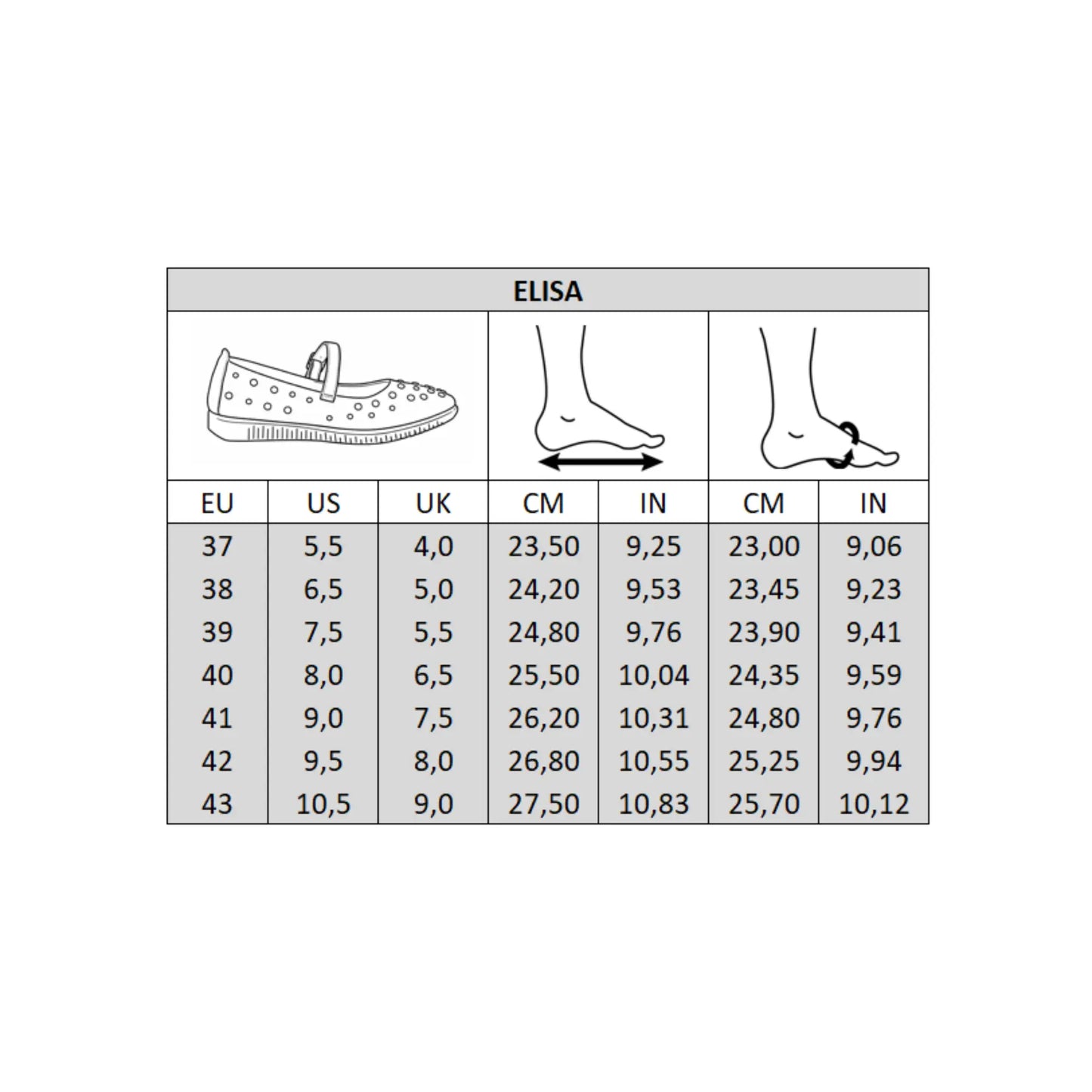 Ballerines pieds larges H - Modèle Elisa