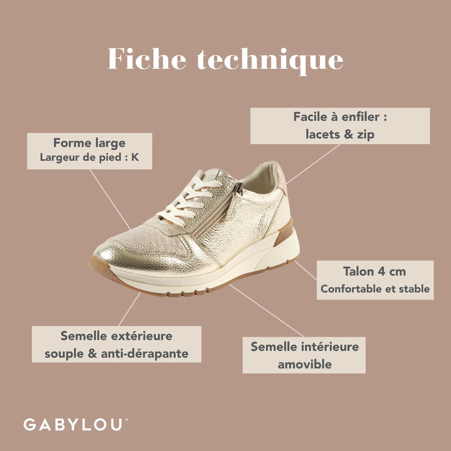 Sneakers pieds larges K - Modele Cléa