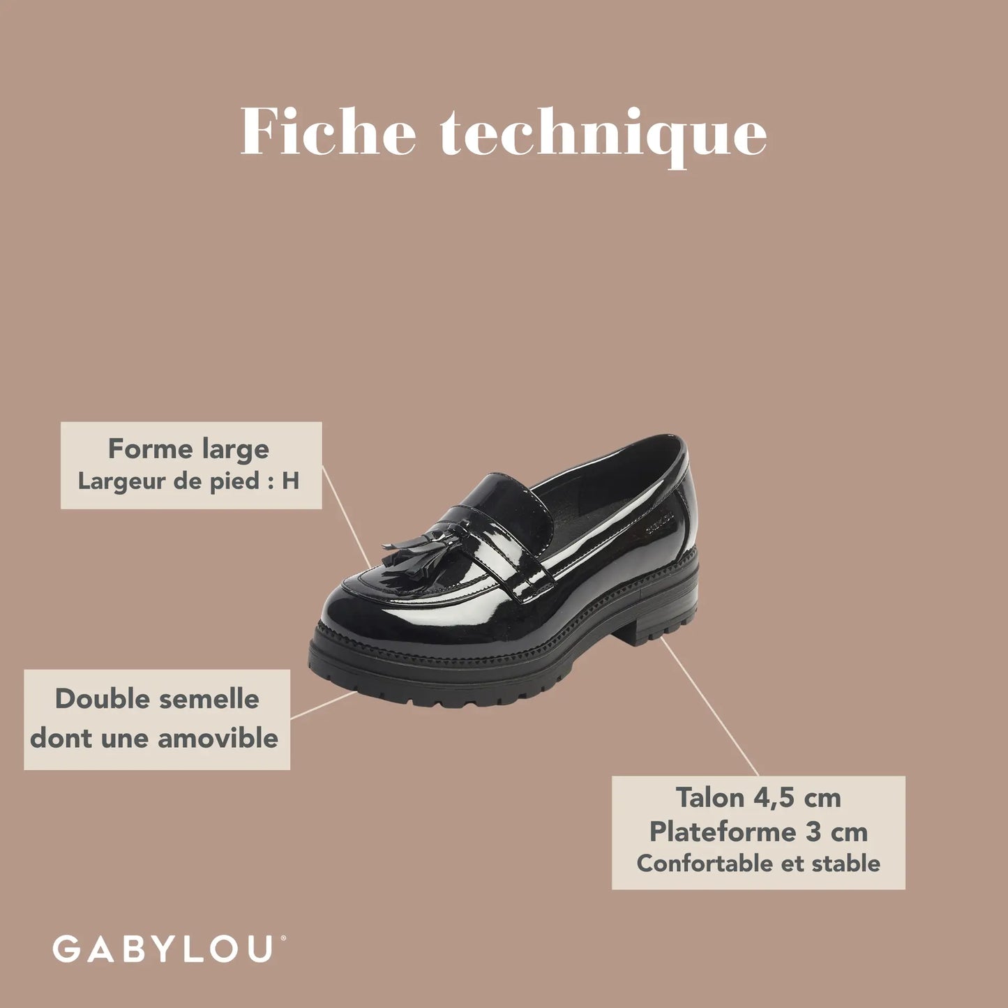 Mocassins pieds larges H - Tina