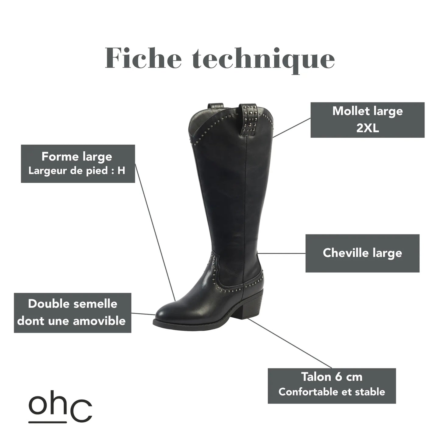 Bottes mollets larges 2XL - Modele Grapes