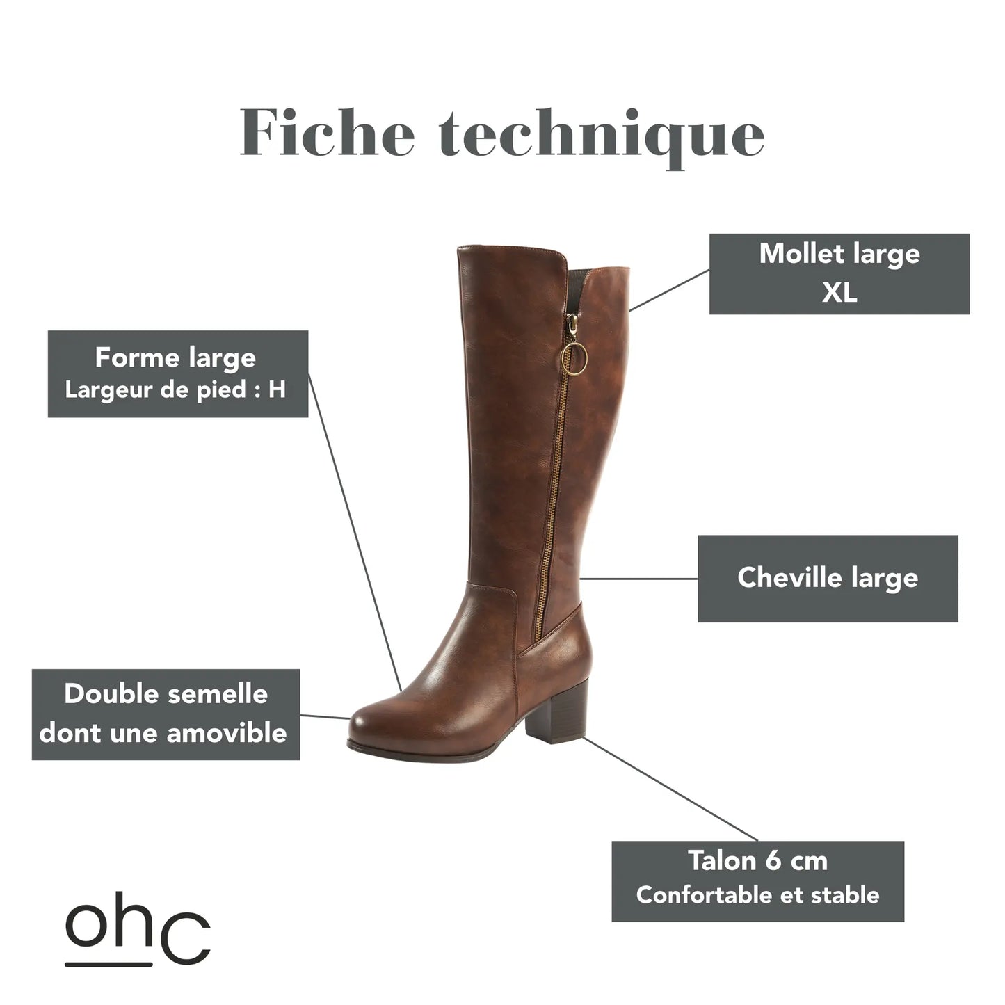Bottes mollets larges XL - Modele Pomelo