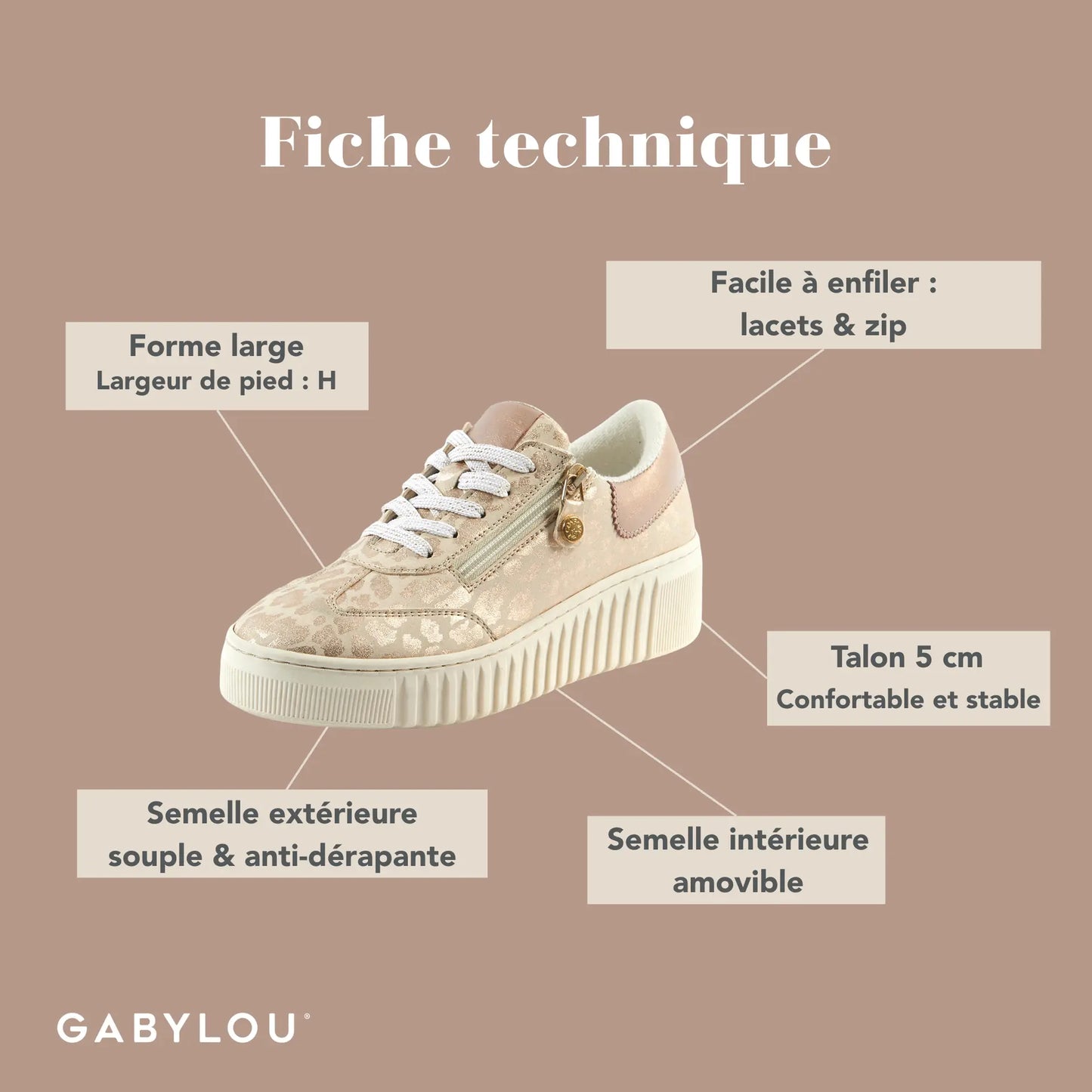 Sneakers pieds larges H - Modele Gaelle