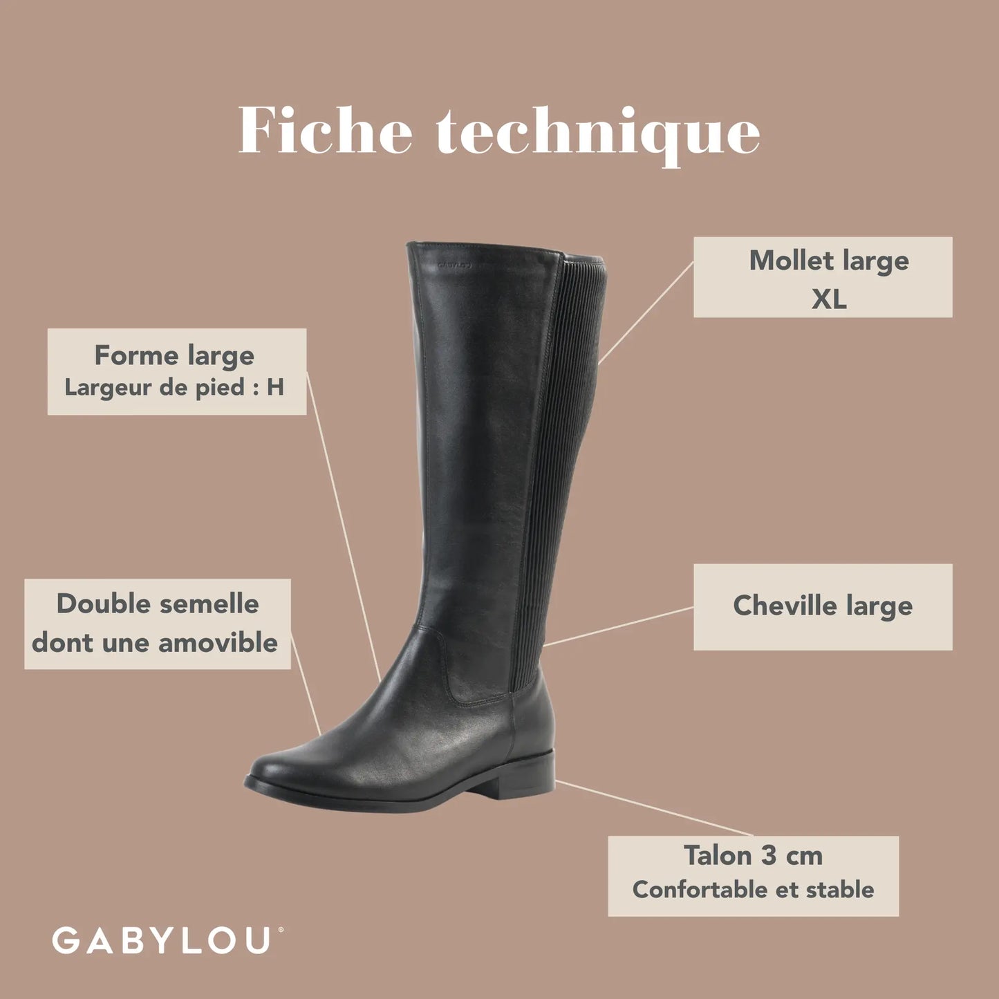 Bottes XL à mollet large - Modèle Tokyo