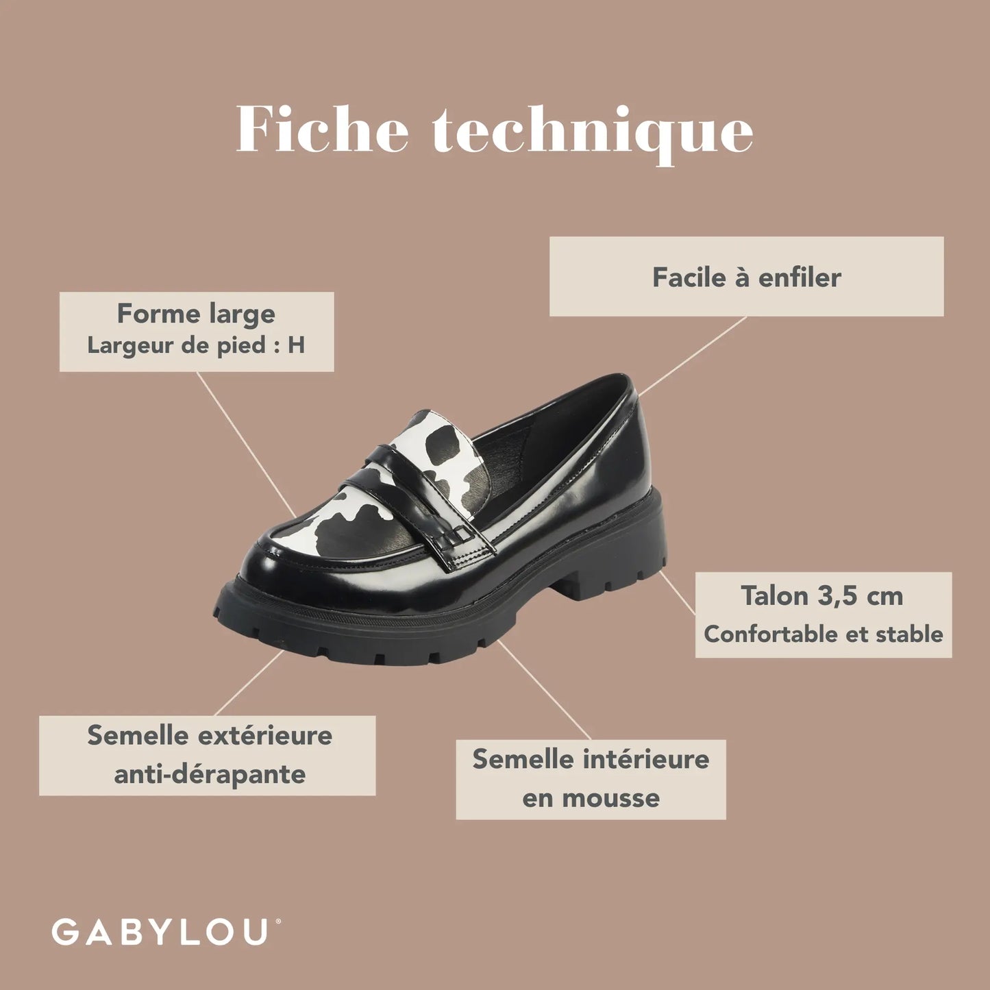 Mocassins pieds larges H - Modele Olive