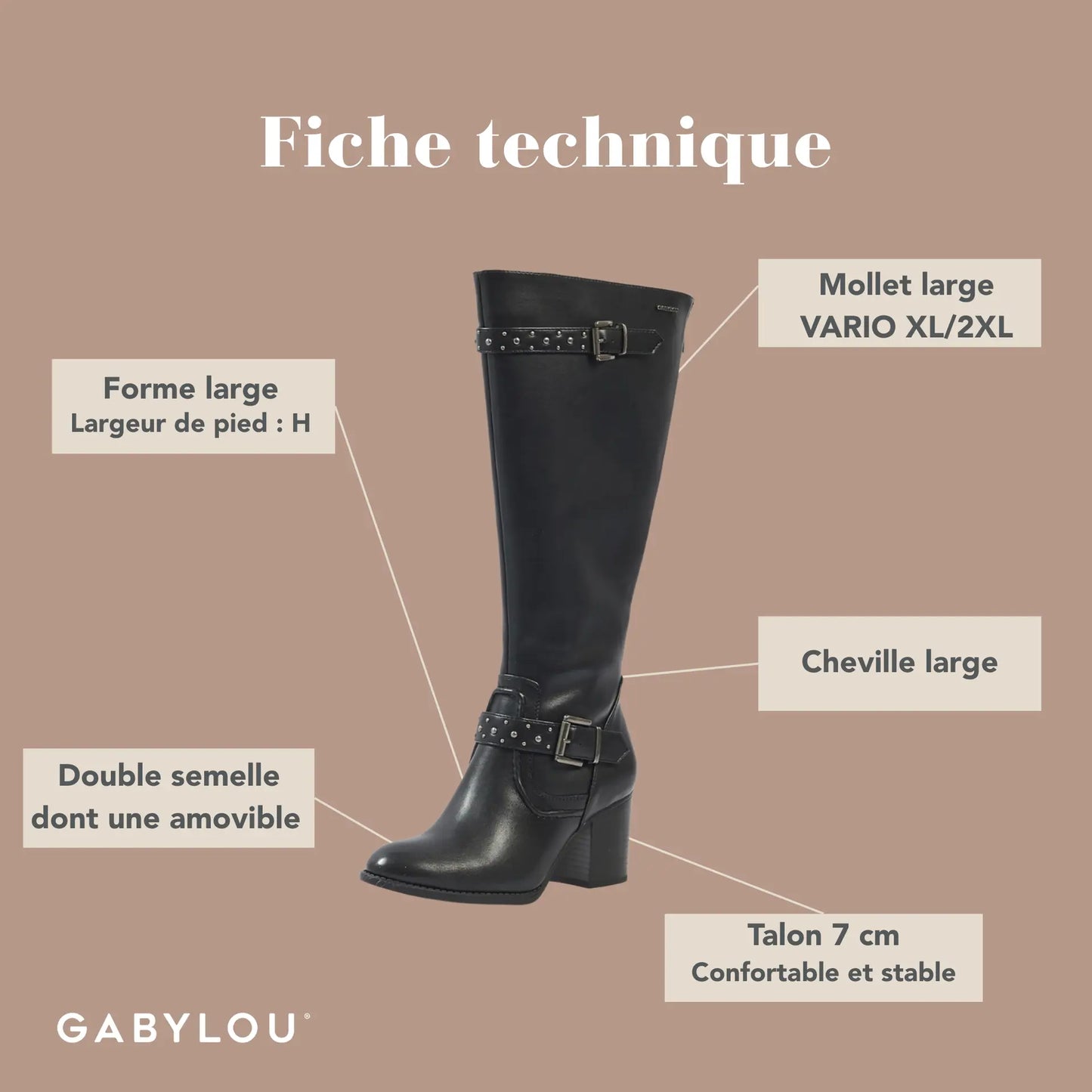 Bottes à mollet large XL - Modèle Chrystel