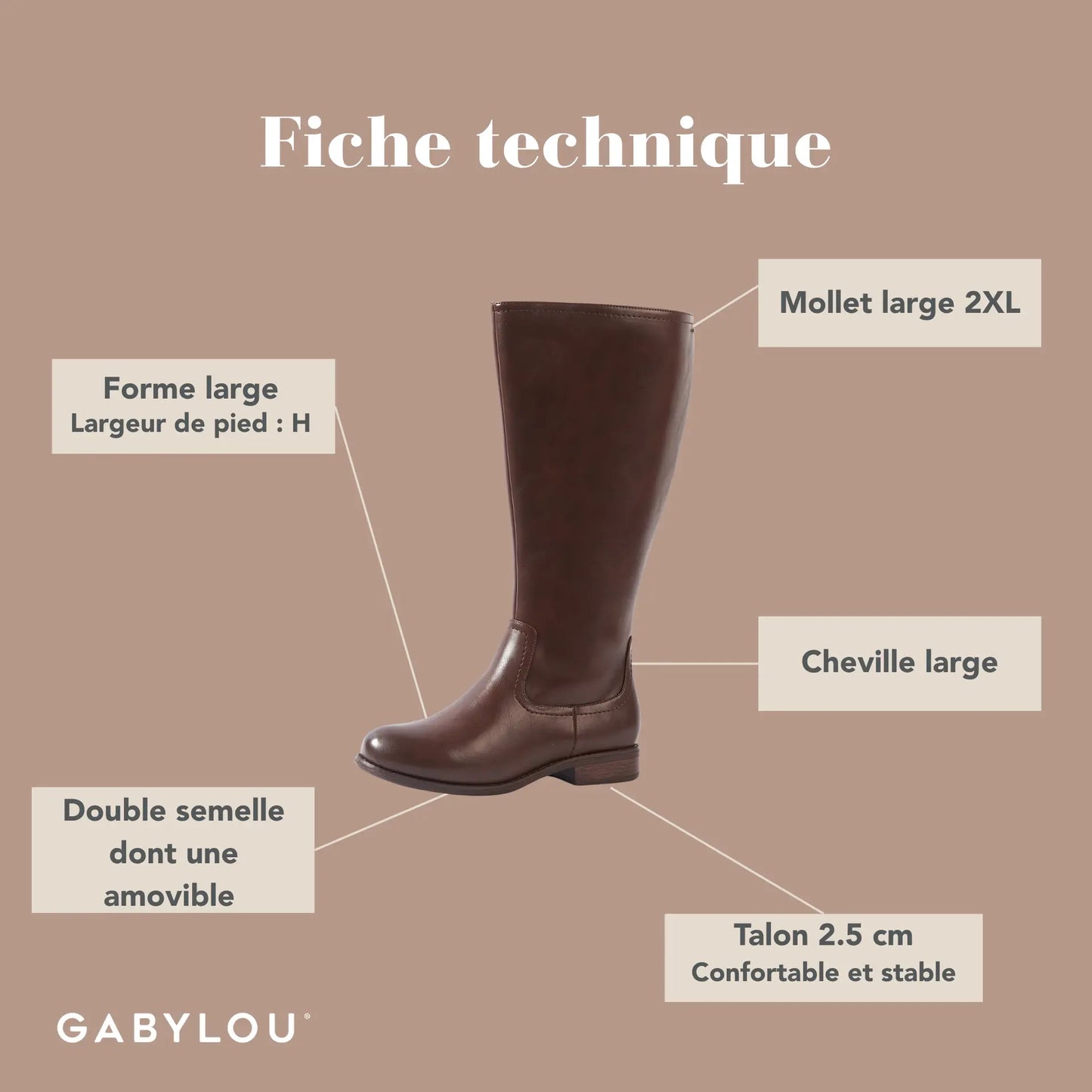 Bottes à mollet large 2XL - Modèle Melania