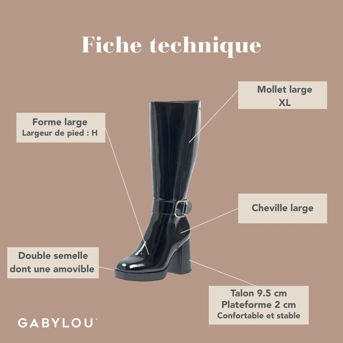 Bottes XL pour mollets larges - Modèle Nina