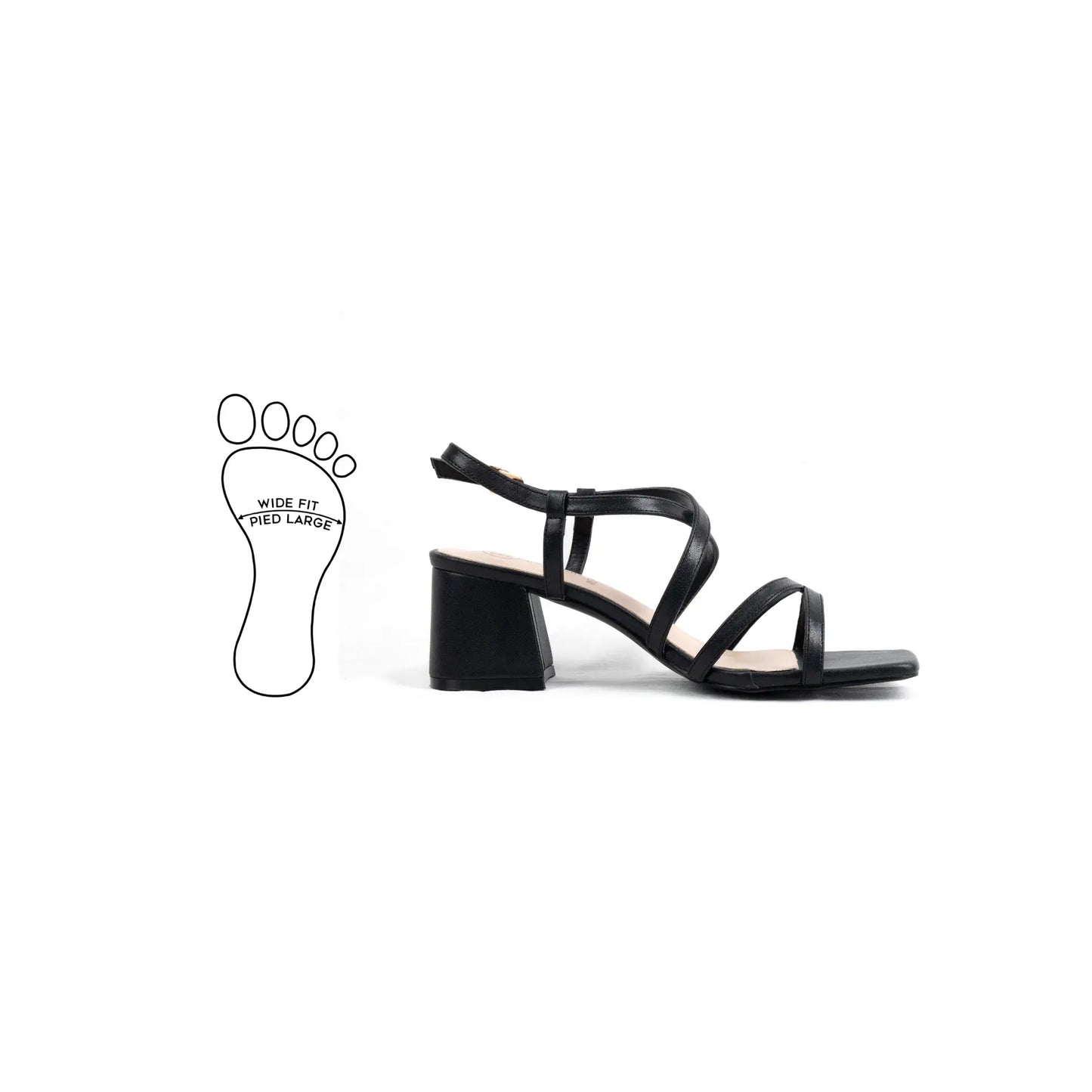 Sandales à talons réglables à bout large, modèle H - Zoe