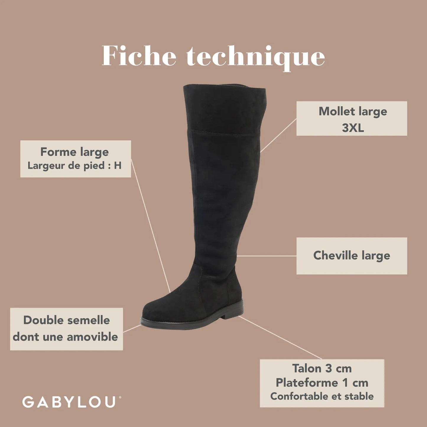 Bottes mollets larges 3XL - Sandra
