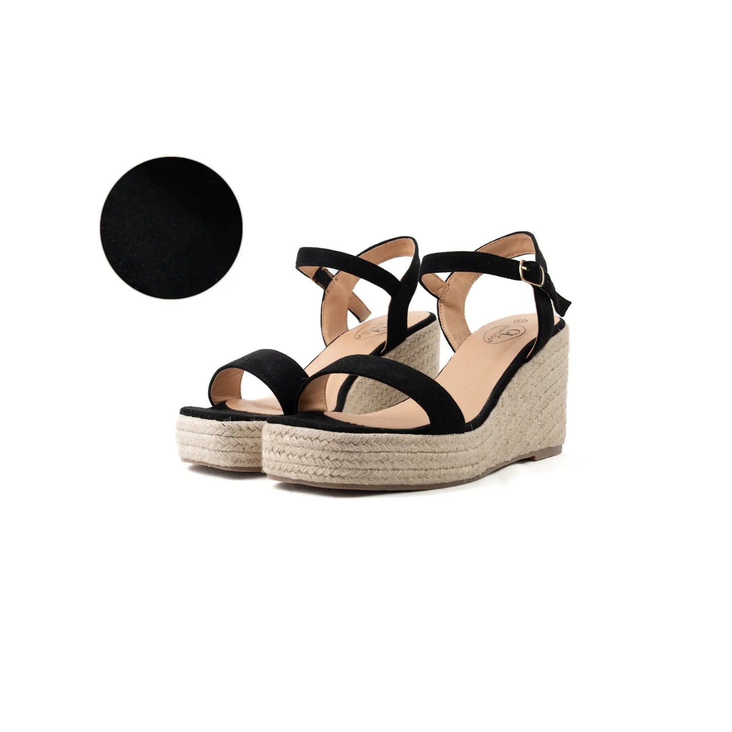 Sandales compensées à bout large ajustables, modèle H - Vic