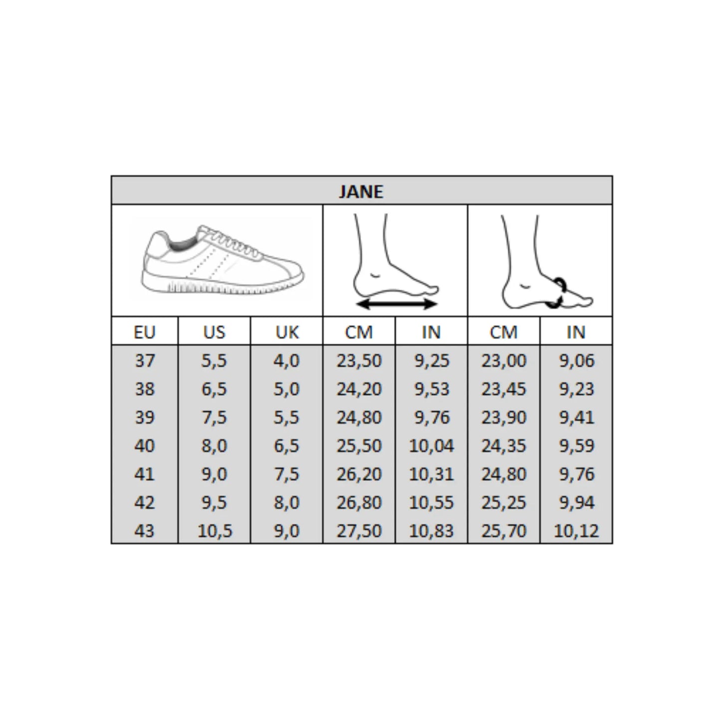 Baskets pieds larges H - Modèle Jane