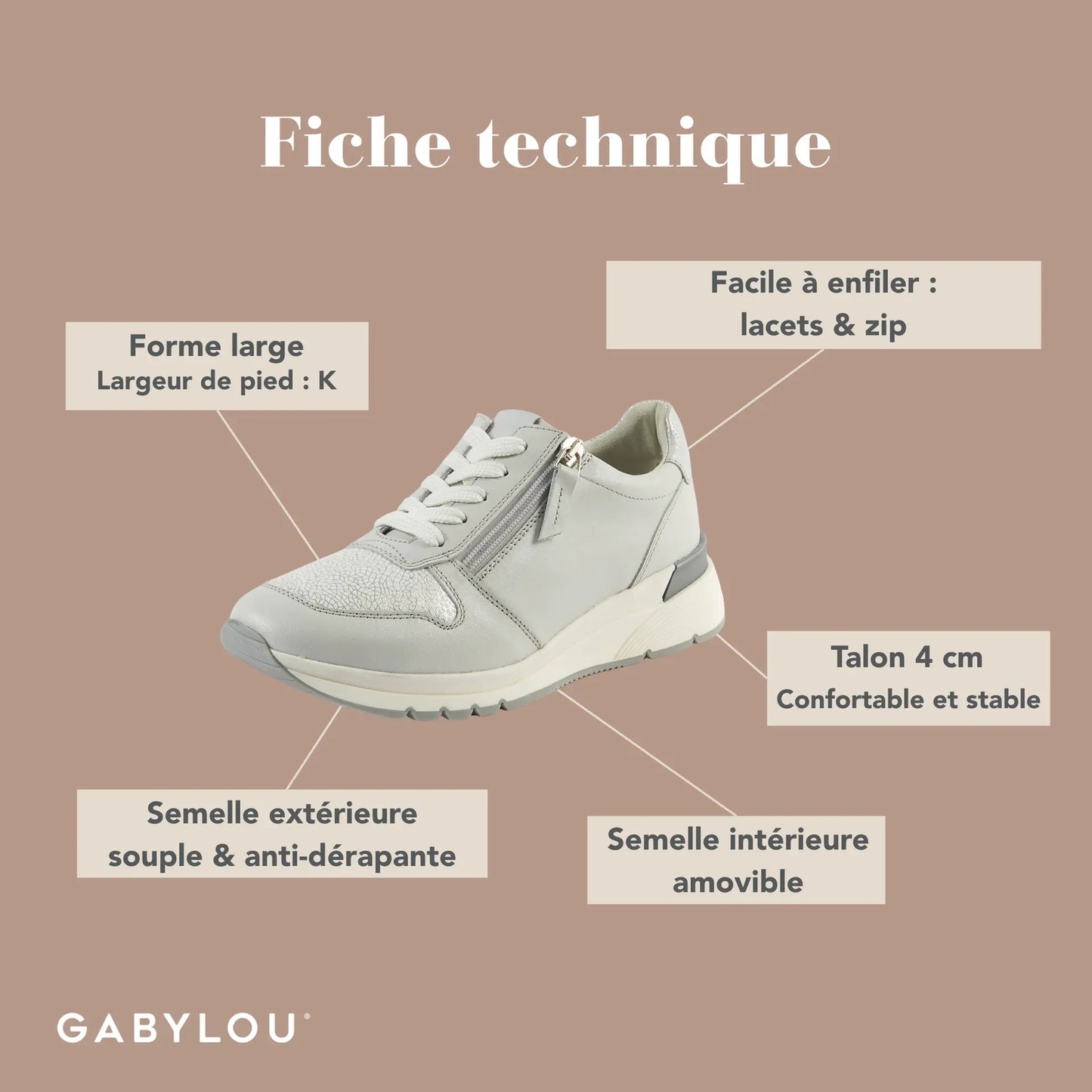 Sneakers pieds larges K - Modele Cléa