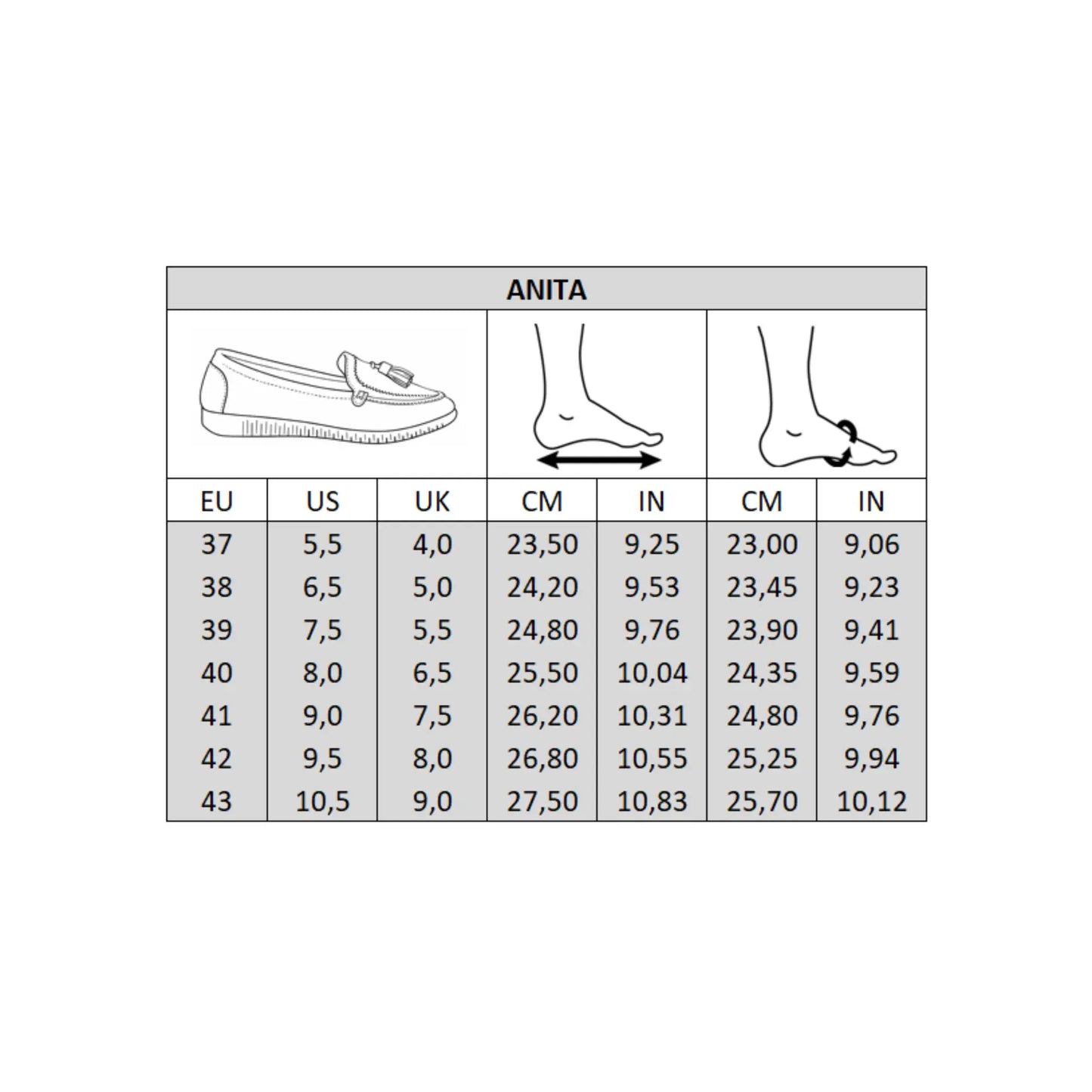 Mocassins pieds larges H - Modèle Anita