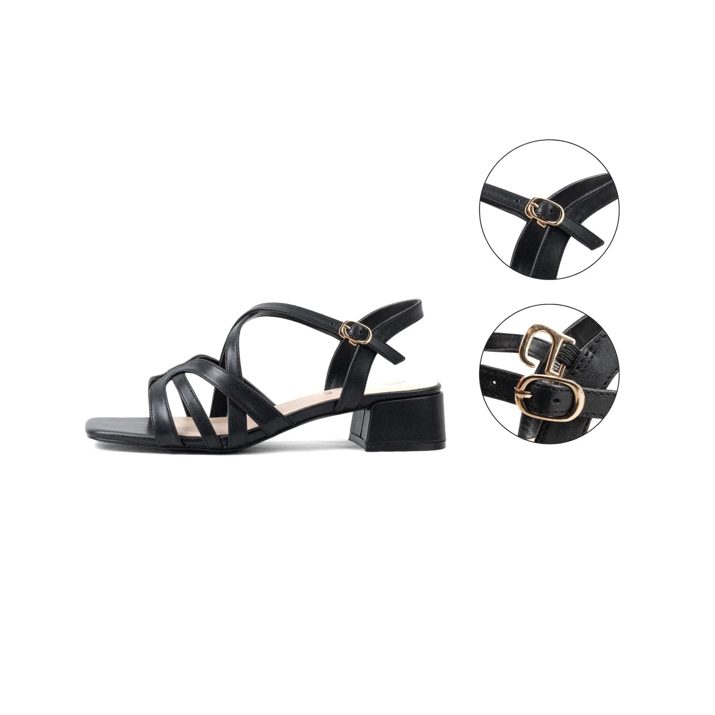 Sandales à talons réglables à bout large, modèle H - Eva