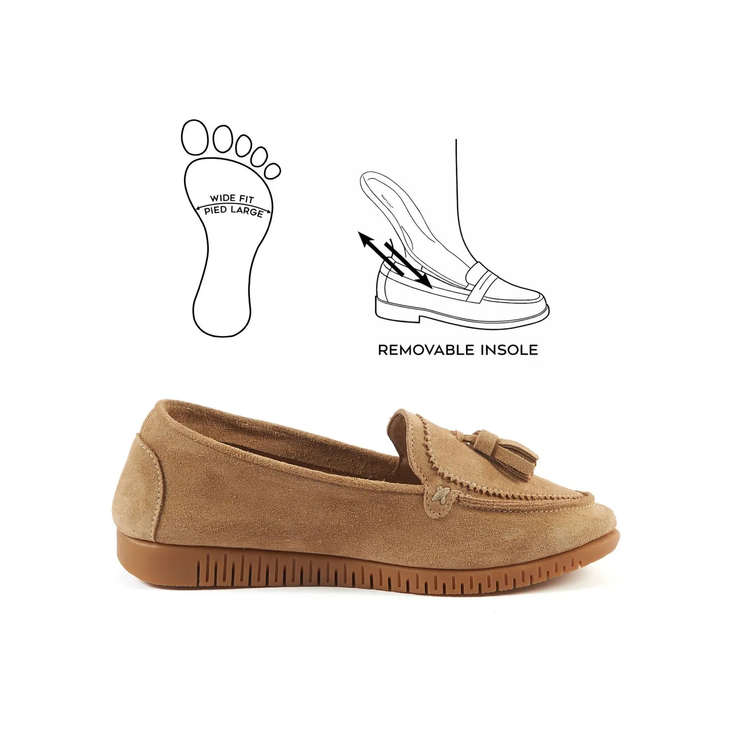 Mocassins pieds larges H - Modele Anita