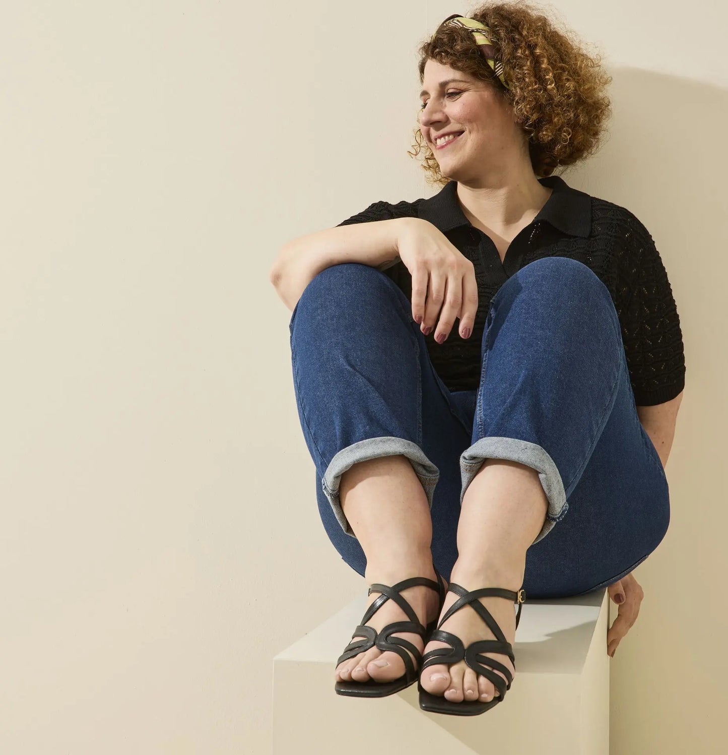 Sandales à talons réglables à bout large, modèle H - Eva