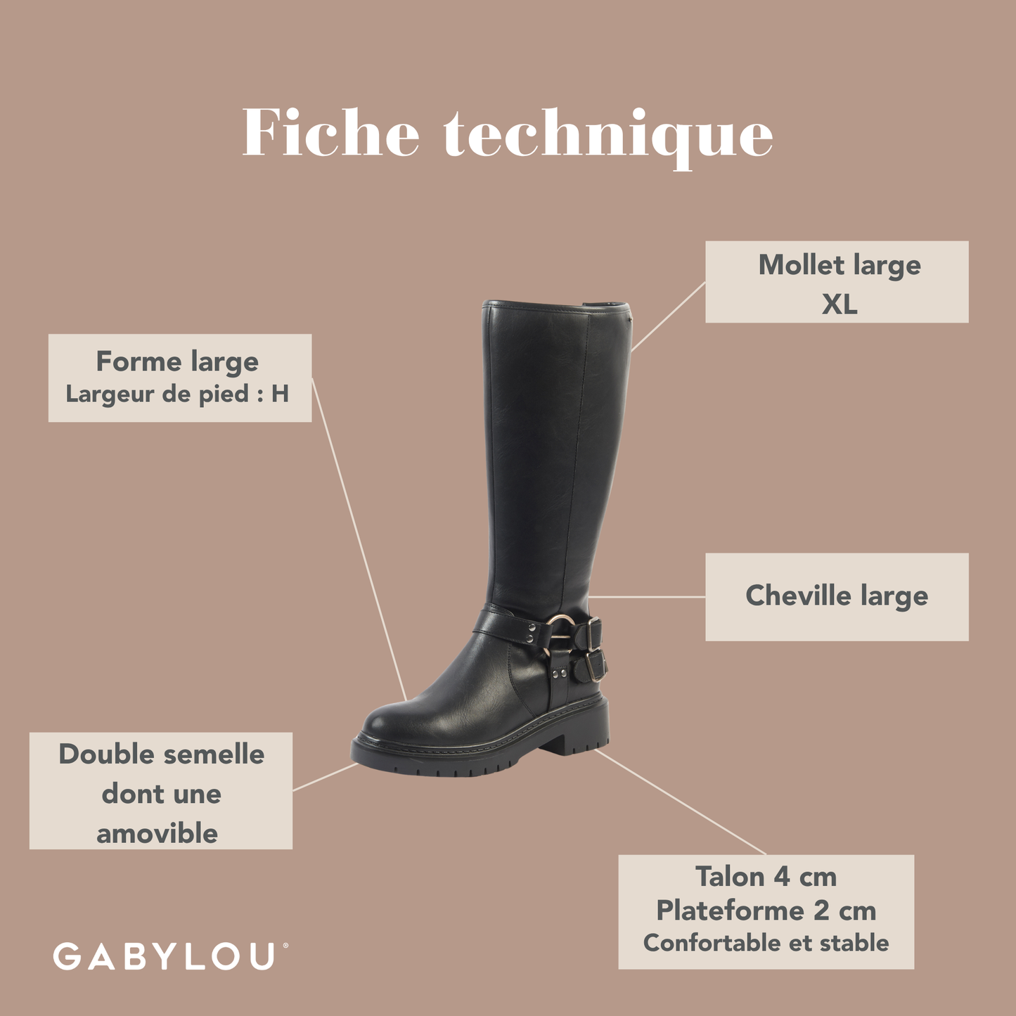 Bottes XL pour mollets larges - Modele Angelina