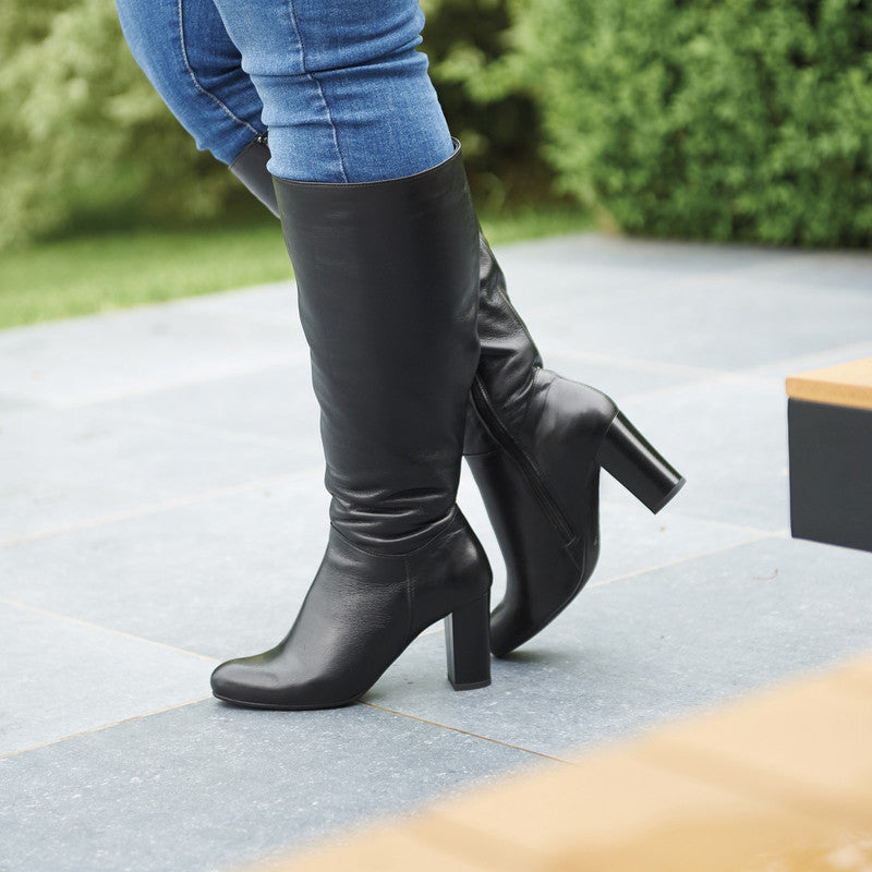 Tall black wide calf boots on sale