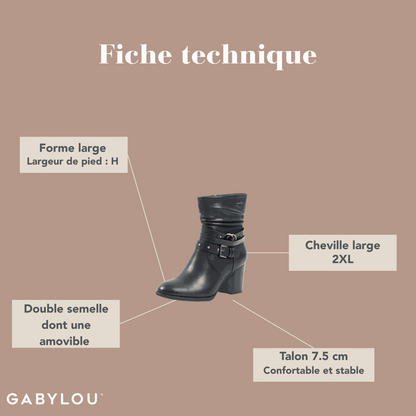 Bottes 2XL pour mollets larges - Modele Emma