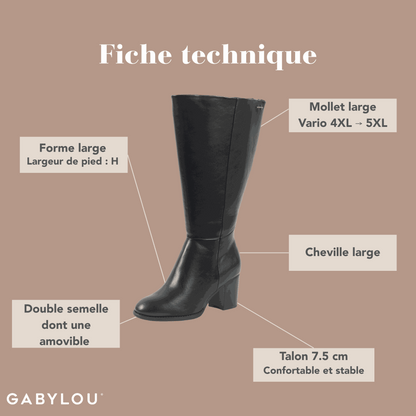 Bottes 4XL pour mollets larges - Modele Gladys