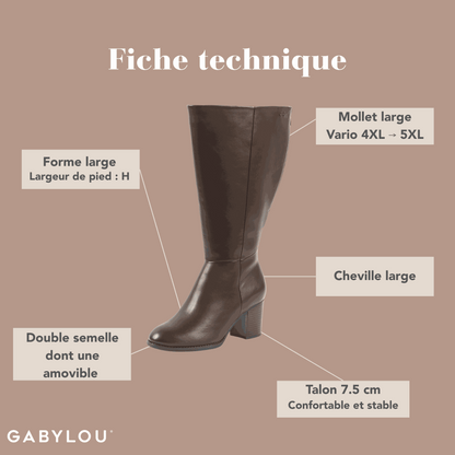 Bottes 4XL pour mollets larges - Modele Gladys