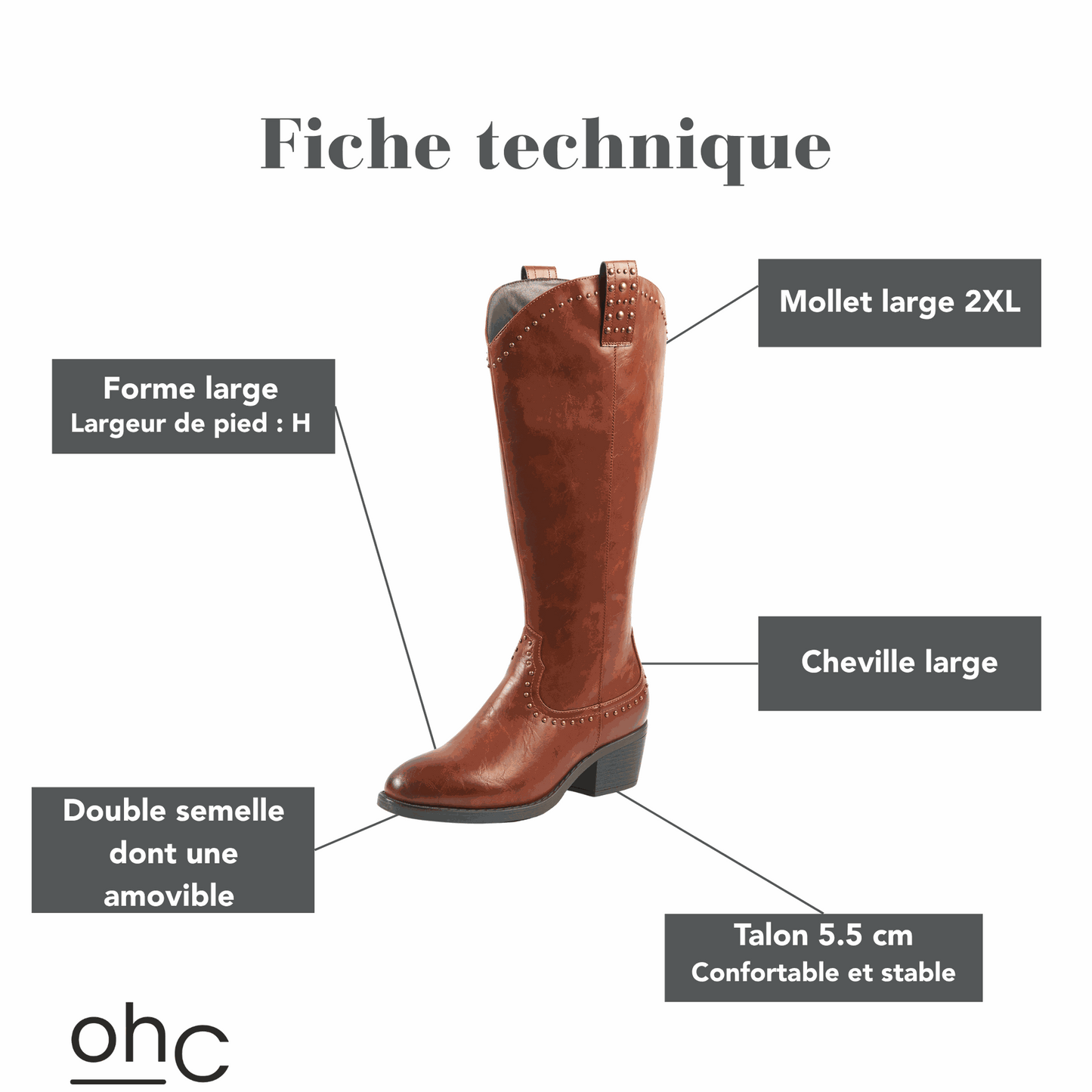 Bottes 2XL pour mollets larges - Modele Grapes