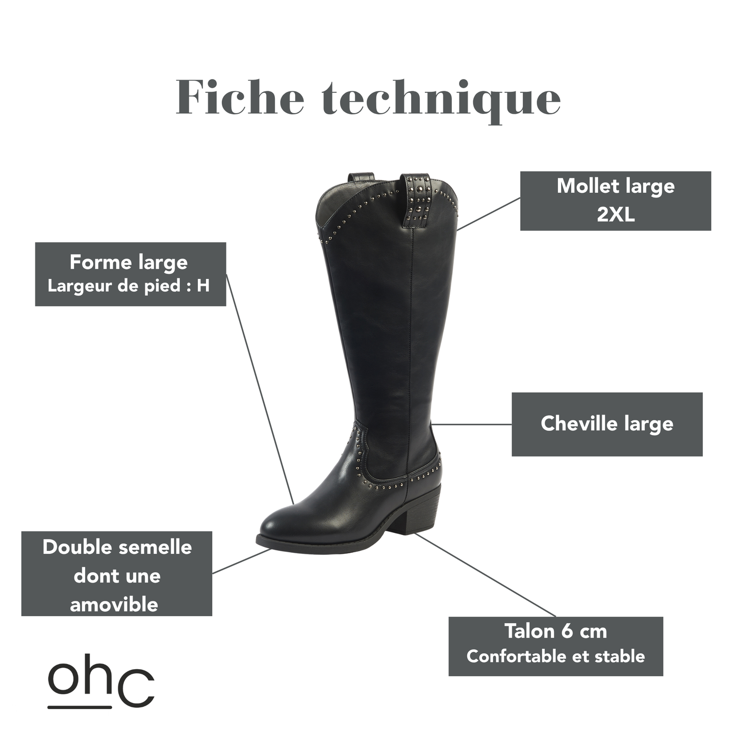 Bottes 2XL pour mollets larges - Modele Grapes