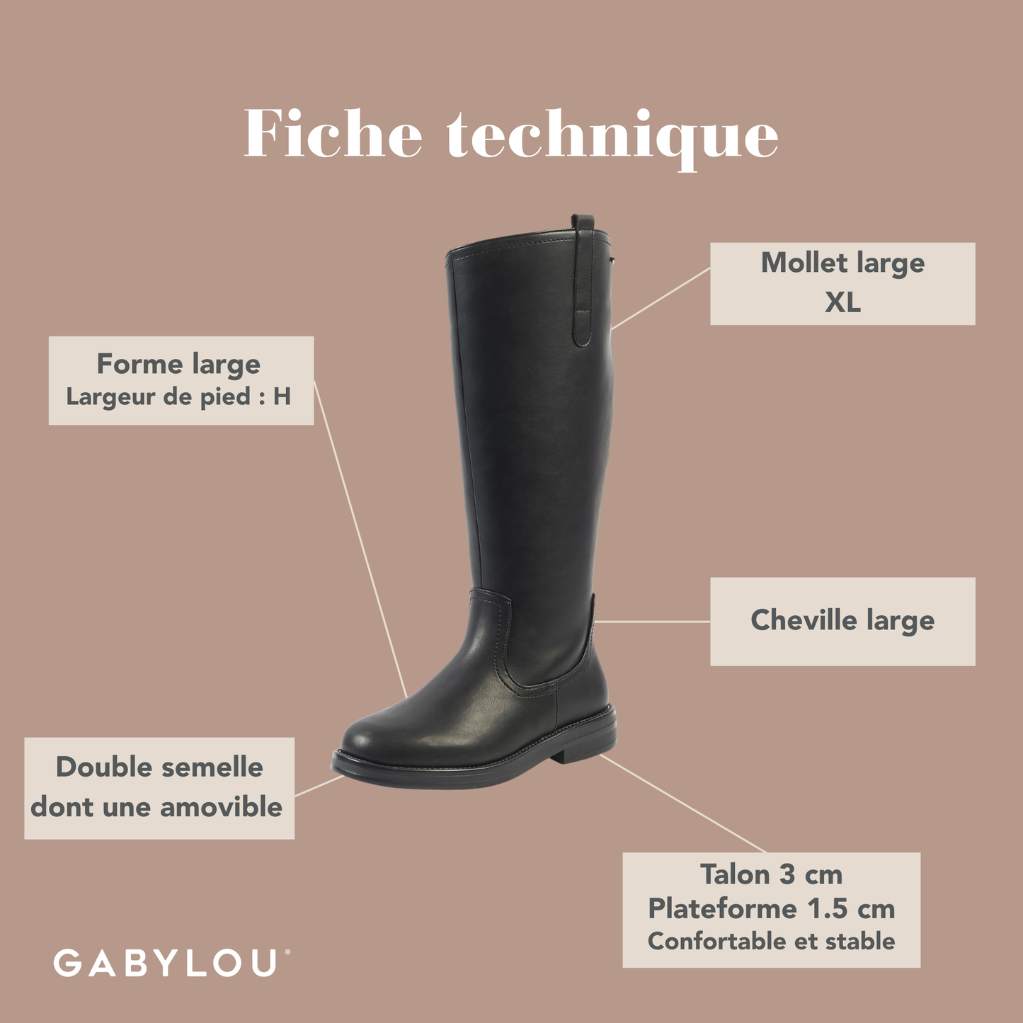 Bottes XL pour mollets larges - Modele Isabelle
