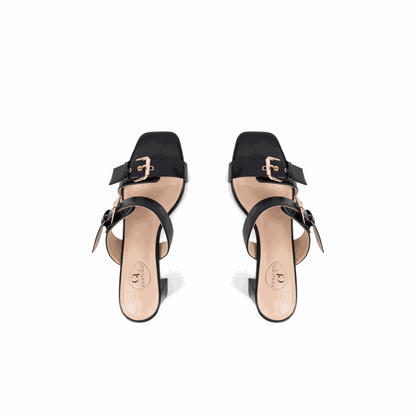 Mules con tacón ancho ajustable en H - modelo Iza
