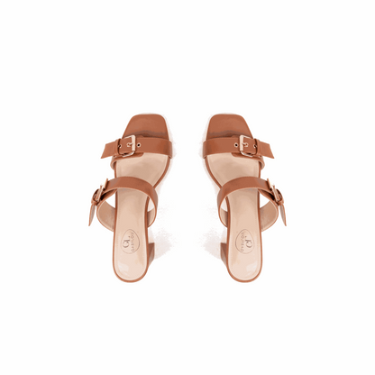 Mules con tacón ancho ajustable en H - modelo Iza